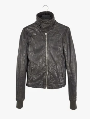 rick owens rick owens f w hammered lamb high neck intarsia jacket ()