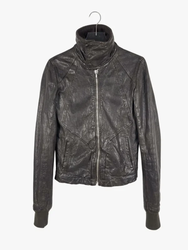 rick owens rick owens f w hammered lamb high neck intarsia jacket ()