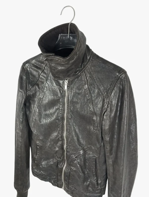 rick owens rick owens f w hammered lamb high neck intarsia jacket ()