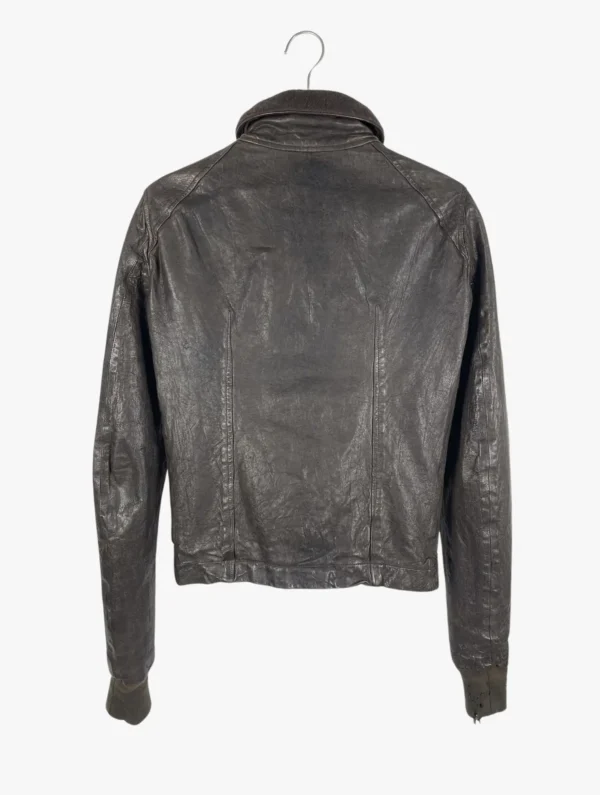 rick owens rick owens f w hammered lamb high neck intarsia jacket ()