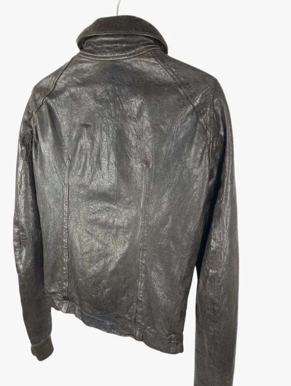 rick owens rick owens f w hammered lamb high neck intarsia jacket ()